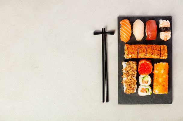 Flat-lay of sushi set - 写真・画像