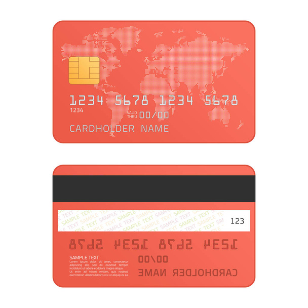 κόκκινο πιστωτική κάρτα. - Διάνυσμα, εικόνα