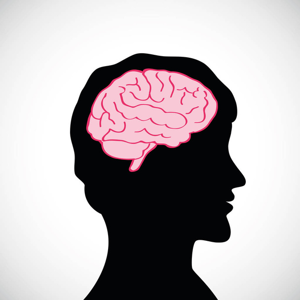 大きな脳のシルエットを持つ男 - ベクター画像