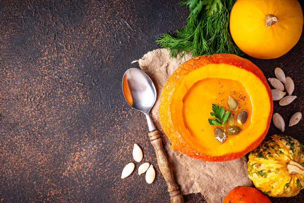 Vegetarian autumn  pumpkin cream soup  - Photo, Image
