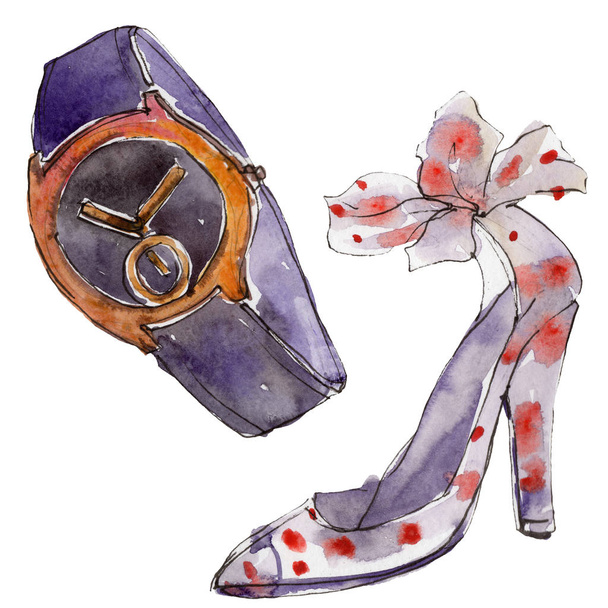 Trendy isolated accessories illustration set in watercolor style - Valokuva, kuva