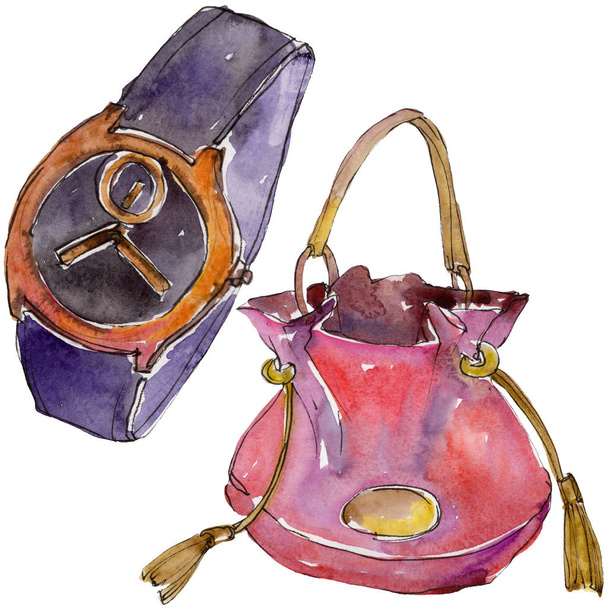 Trendy isolated accessories illustration set in watercolor style - Fotografie, Obrázek