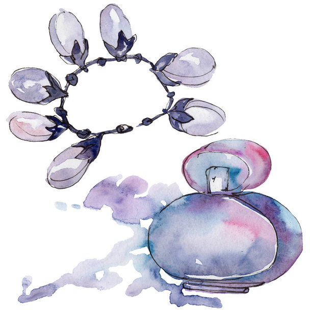 Trendy isolated accessories illustration set in watercolor style - 写真・画像