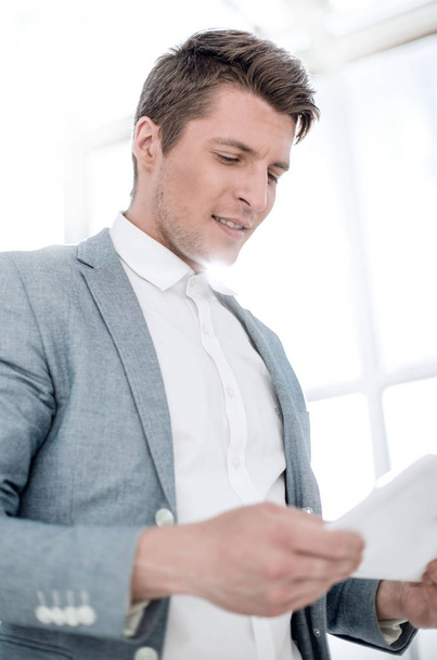 close up.businessman with digital tablet - Fotó, kép