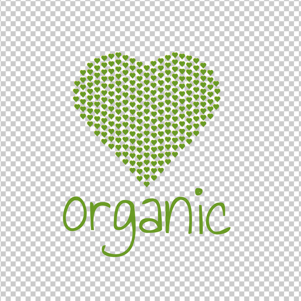 Organic Green Heart Transparent Background With Gradient Mesh, Vector Illustration - Вектор,изображение