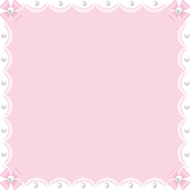 white lace background and pearls - Vector, Imagen