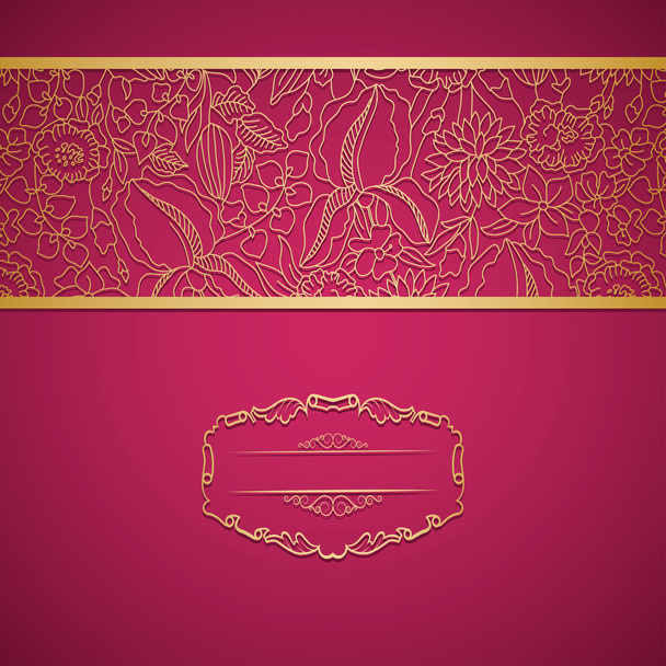 Red ornamental card with lace - Vector, afbeelding