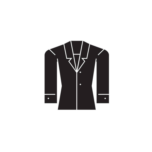 Formal jacket black vector concept icon. Formal jacket flat illustration, sign - Vettoriali, immagini
