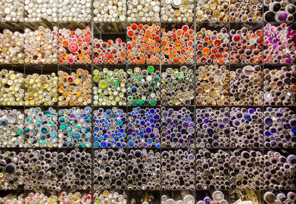 Variety of sewing buttons for sale at textile shop - Photo, Image
