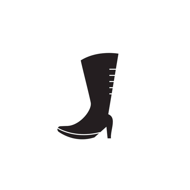 Rodilla botas altas vector negro icono concepto. Rodilla botas altas ilustración plana, signo
 - Vector, Imagen