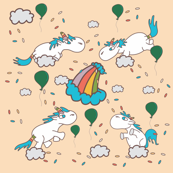 ilustración vectorial de adorable divertido unicornio de dibujos animados
  - Vector, imagen