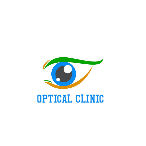 bright optical clinic logo design isolated on white - Vector, imagen