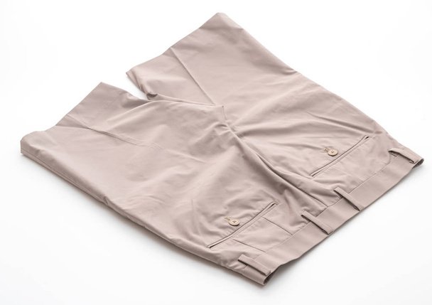 men's beige short pants isolated on white background - Photo, Image
