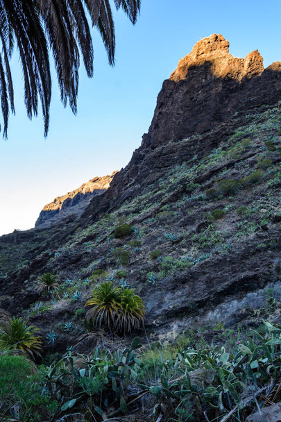 Maska ravine, cliffs, Tenerife. trail in the gorge Maska - Photo, Image