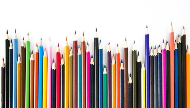 colored pencils on white background.  - Foto, Imagem