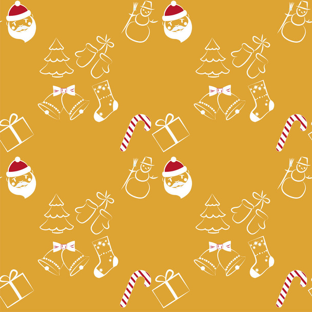 Christmas Seamless Pattern On Yellow Background. Vector illustration. - Vecteur, image