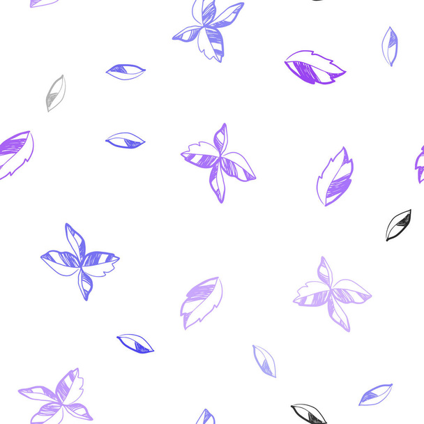 Licht roze, blauw vector naadloze doodle sjabloon met bladeren. Decoratieve afbeelding met doodles op abstracte sjabloon. Patroon voor trendy stof, behang. - Vector, afbeelding