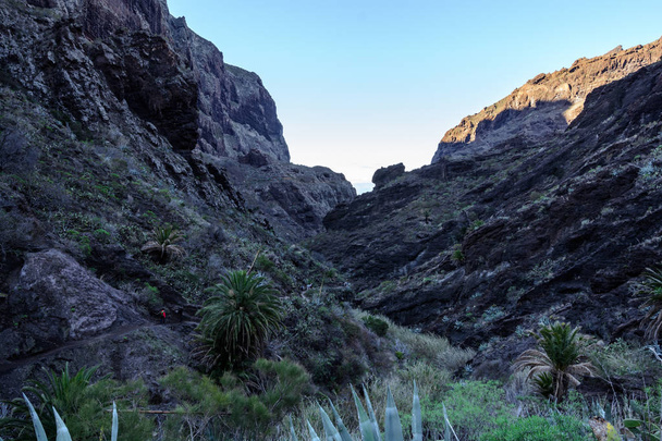 Maska ravine, cliffs, Tenerife. trail in the gorge Maska - Photo, Image