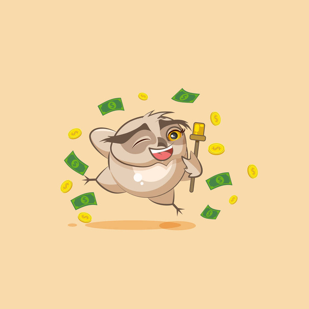 Сова наклейка смайлик прыгать для радости деньги
 - Вектор,изображение