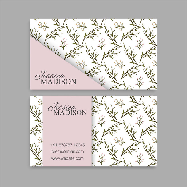 set of front and back of business card with flowers - Вектор, зображення