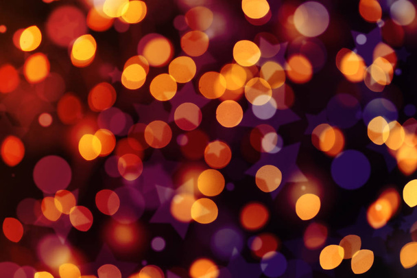 Festive background with beautiful bright bokeh effect. Design for different holidays, Christmas or New Year - Foto, Imagen