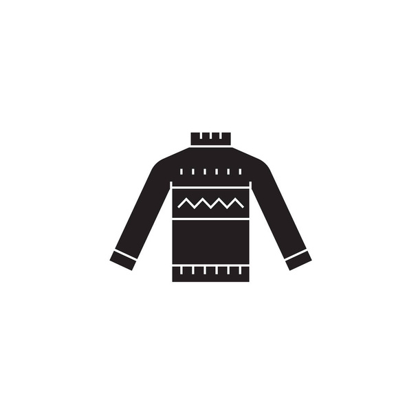 Wool sweater black vector concept icon. Wool sweater flat illustration, sign - Διάνυσμα, εικόνα