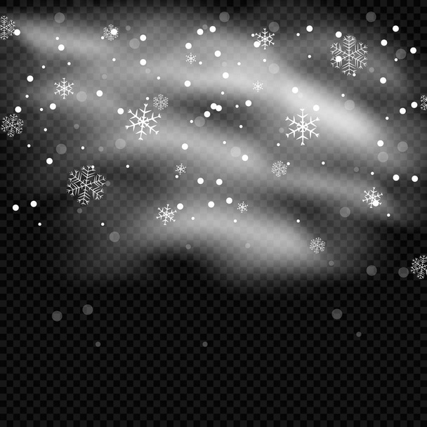 Nieve y viento sobre fondo transparente. Gradiente blanco elemento decorativo.vector ilustración. invierno y nieve con niebla. viento y niebla - Vector, imagen