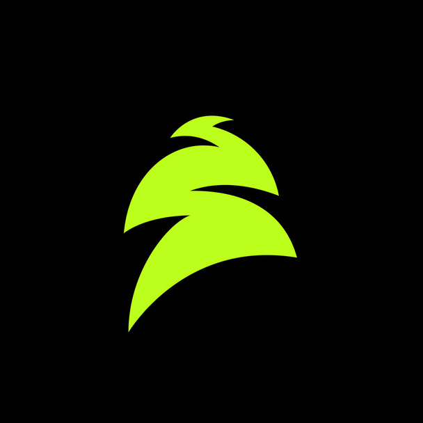 常緑針葉樹の緑の色の針の木、杉、パイン ブランチ。抽象的なベクトルのロゴの要素。黒い背景のベクトルに自然の葉 - ベクター画像