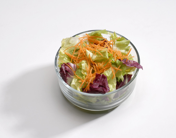 One vegetable salad bowl on white background. - 写真・画像