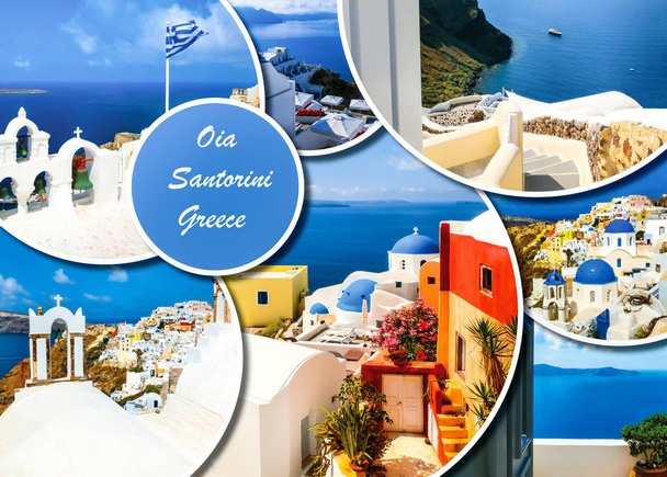 Ensemble de différentes photos de Santorin. Repos et voyage en Grèce concept
. - Photo, image