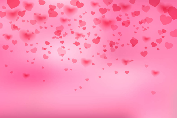 Herzkonfetti aus valentineblauen Blütenblättern, die auf rosa Hintergrund fallen. Valentinstag-Kartenvorlage. Vektorillustration  - Vektor, Bild