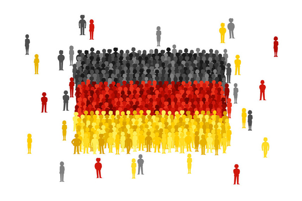 Çizgi film insanlar kalabalık tarafından kurulan vektör Almanya devlet bayrağı - Vektör, Görsel