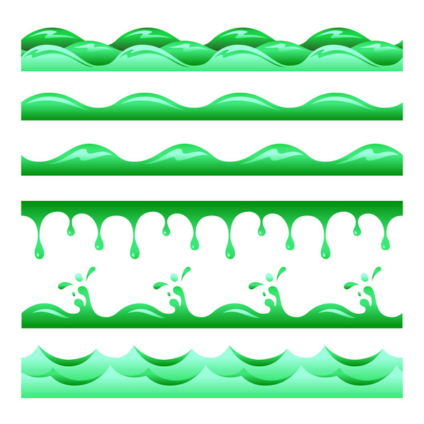 Saumaton vihreä myrkytetty vesi aallot ja tippaa vektori laatat asetettu
 - Vektori, kuva