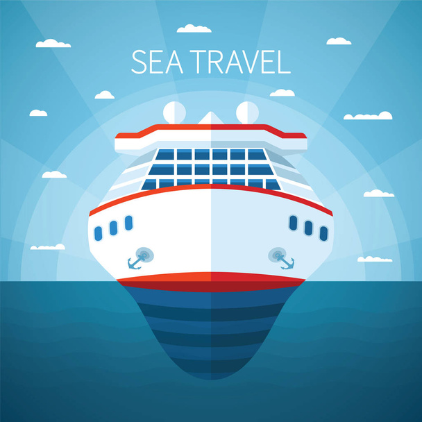 Sea or ocean cruise vector concept in flat style - Διάνυσμα, εικόνα