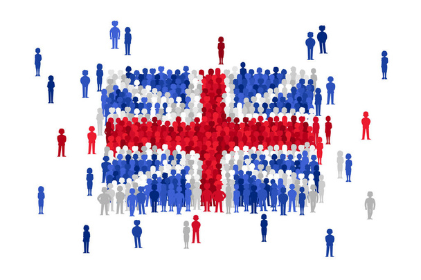 Vector United Kingdom state flag formed by crowd of cartoon people - Vector, Image