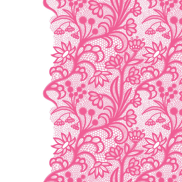 Seamless lace border. Vector illustration. White lacy vintage elegant trim. - Vector, Image