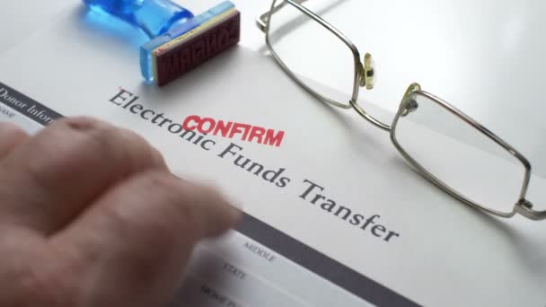 Electronic funds transfer stamp confirm - Footage, Video