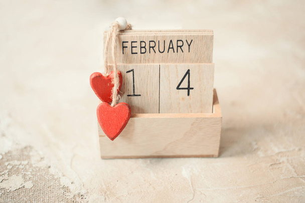 Valentines day theme with wooden block calendar - Foto, imagen