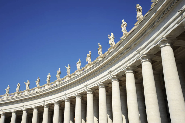 Statue in Piazza San Pietro (Roma, Italia) con sfondo celeste
 - Foto, immagini