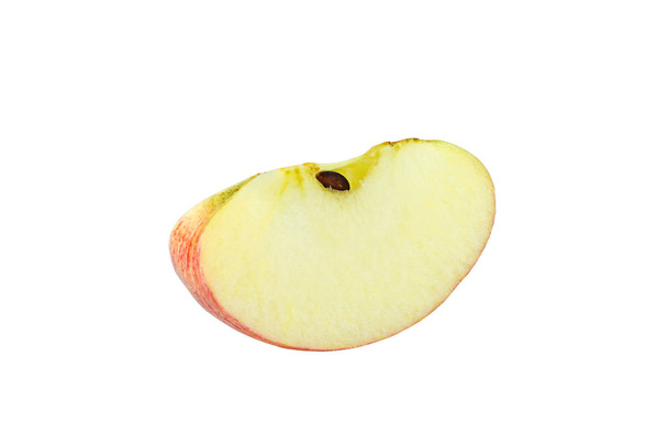 白い背景に分離されたスライスしたリンゴを閉じる - 写真・画像