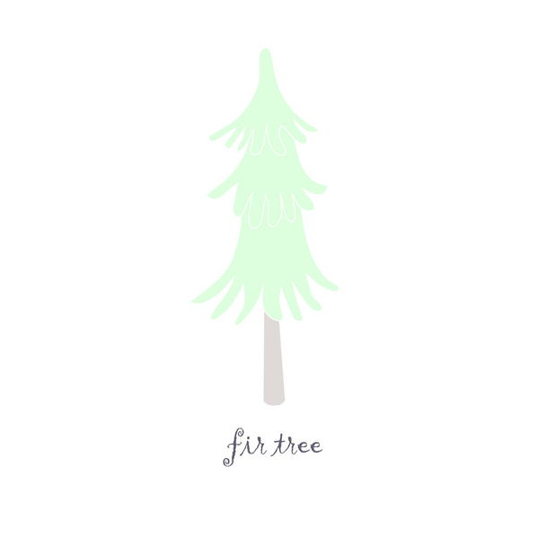 Árvore de abeto bonito estilo plano vetor ícone de caracteres de cor pastel. Desenho do doodle da árvore da floresta, livro escandinavo isolado das crianças dos desenhos animados, têxtil, etiqueta, para a correia fotorreceptora
 - Vetor, Imagem