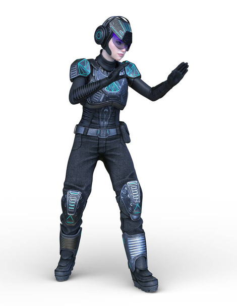 3D CG rendering of cyber woman - Photo, image