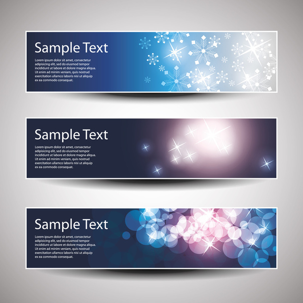 Set of horizontal Christmas or New Year banners - Vector, Imagen