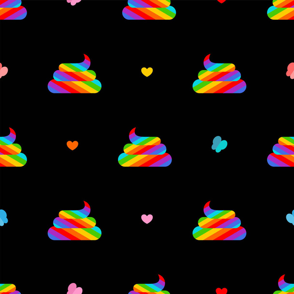Shit unicorn pattern seamless. Rainbow multicolored turd background. - Vector, Image
