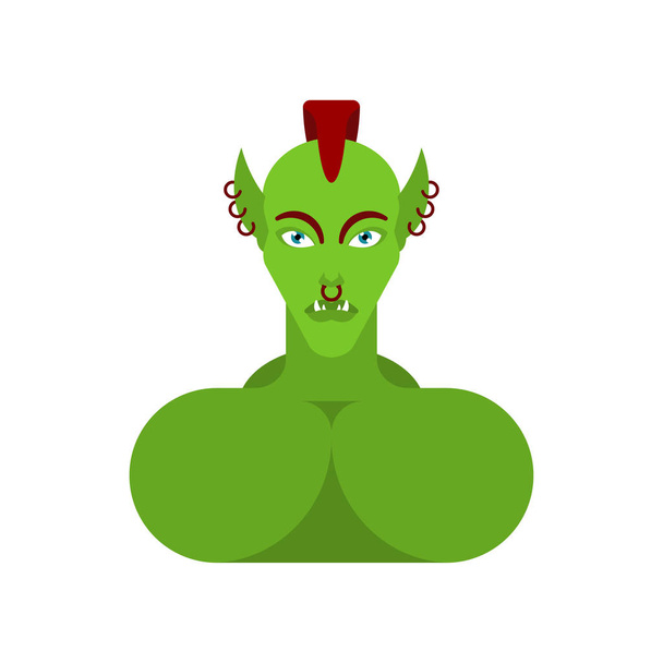 Ogro Cara femenina. Retrato de mujer duende verde. señora berserk Trol
 - Vector, imagen