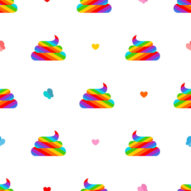 Shit unicorn pattern seamless. Rainbow multicolored turd background. - Vector, Image