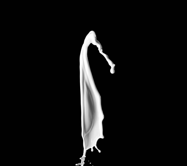 Spritzer Milch auf schwarzem Hintergrund - Foto, Bild