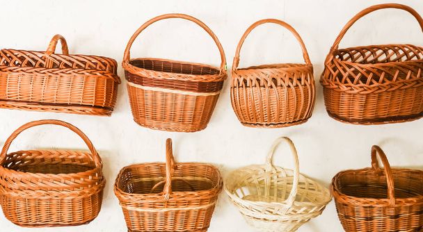 Handmade woven baskets ready for sale in the local market - Фото, зображення