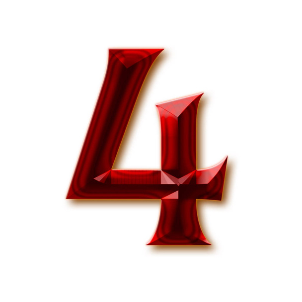 Číslo 4 z stylový přívěsek rubín abeceda, lesklé drahokam písmen, číslic a interpunkčních znamének - Fotografie, Obrázek
