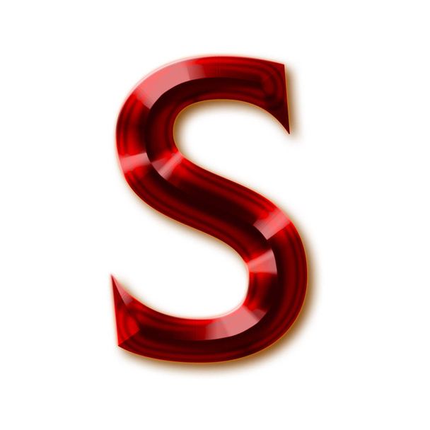 Letter S from stylish faceted ruby alphabet, shiny gemstone letters, numbers and punctuation marks - Photo, Image